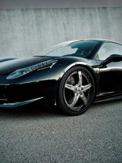 black, вид сбоку, 458 italia, ferrari, феррари, италия, wheels, чёрный