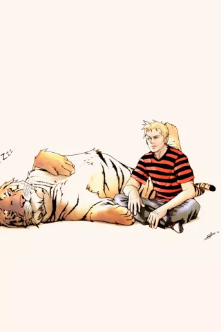 тигр, дружба, парень, рисунок, calvin and hobbes, alternative art