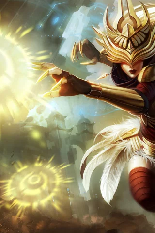 девушка, доспехи, магия, syndra, lol, league of legends, перья