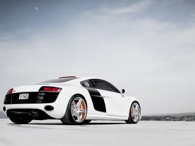 audi, ауди, white, небо, белый, облака, r8