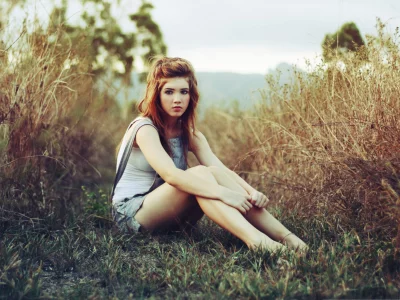 teen, cry, alone, grass