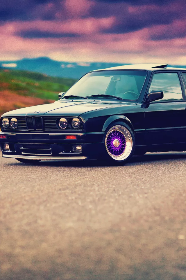 e30, front, 3 series, black, bmw, 325i, bbs