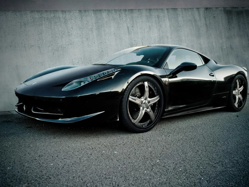 black, вид сбоку, 458 italia, ferrari, феррари, италия, wheels, чёрный