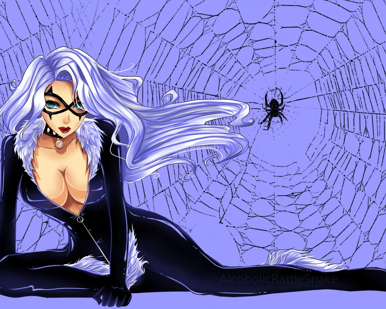 взгляд, black cat, костюм, лицо, маска, девушка