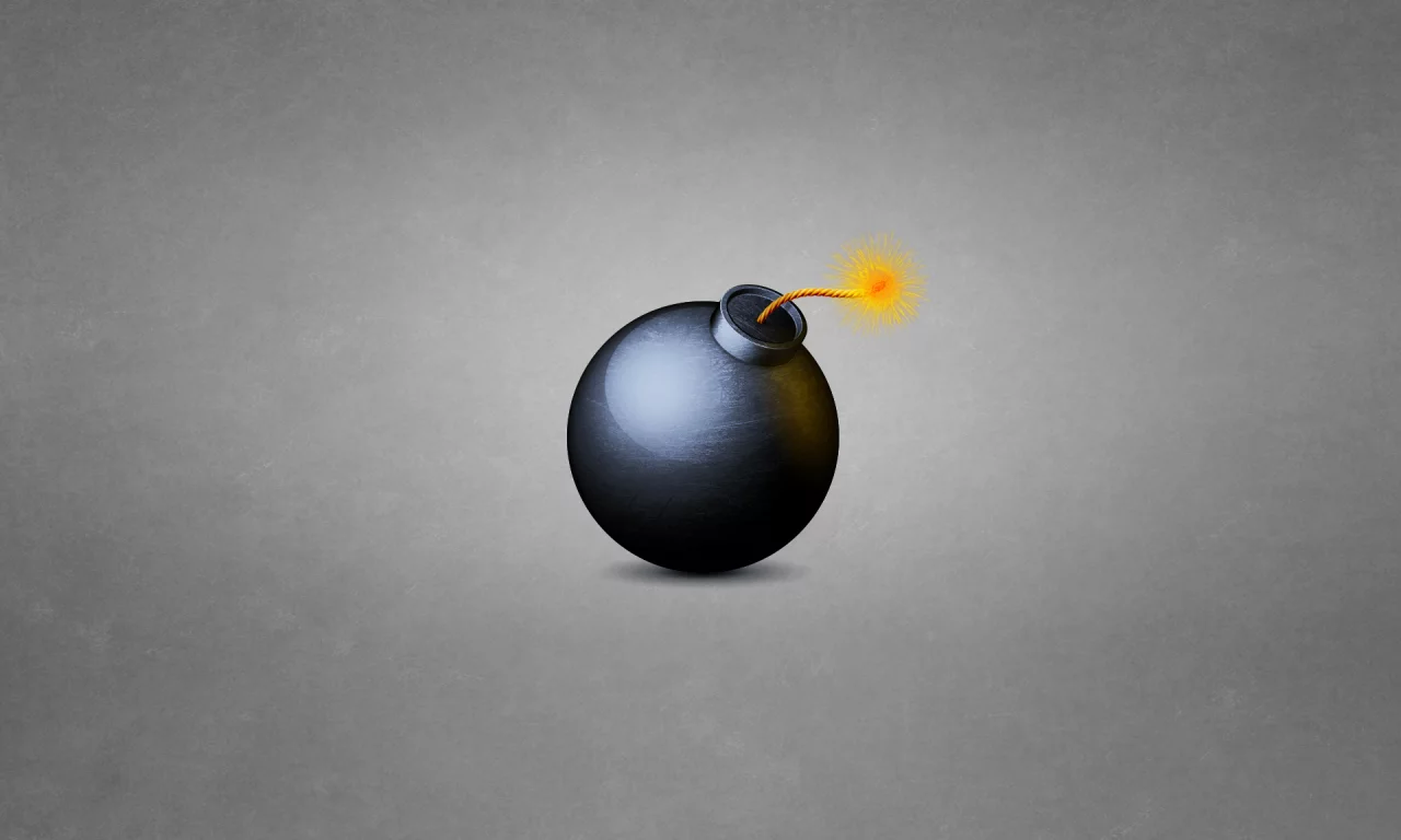 черная, фитиль, горит, круглая, bomb, бомба