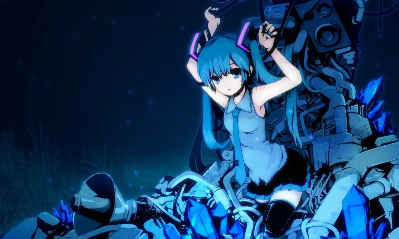 вокалоид, hatsune miku, tomsan, vocaloid, девочка, колонки, арт