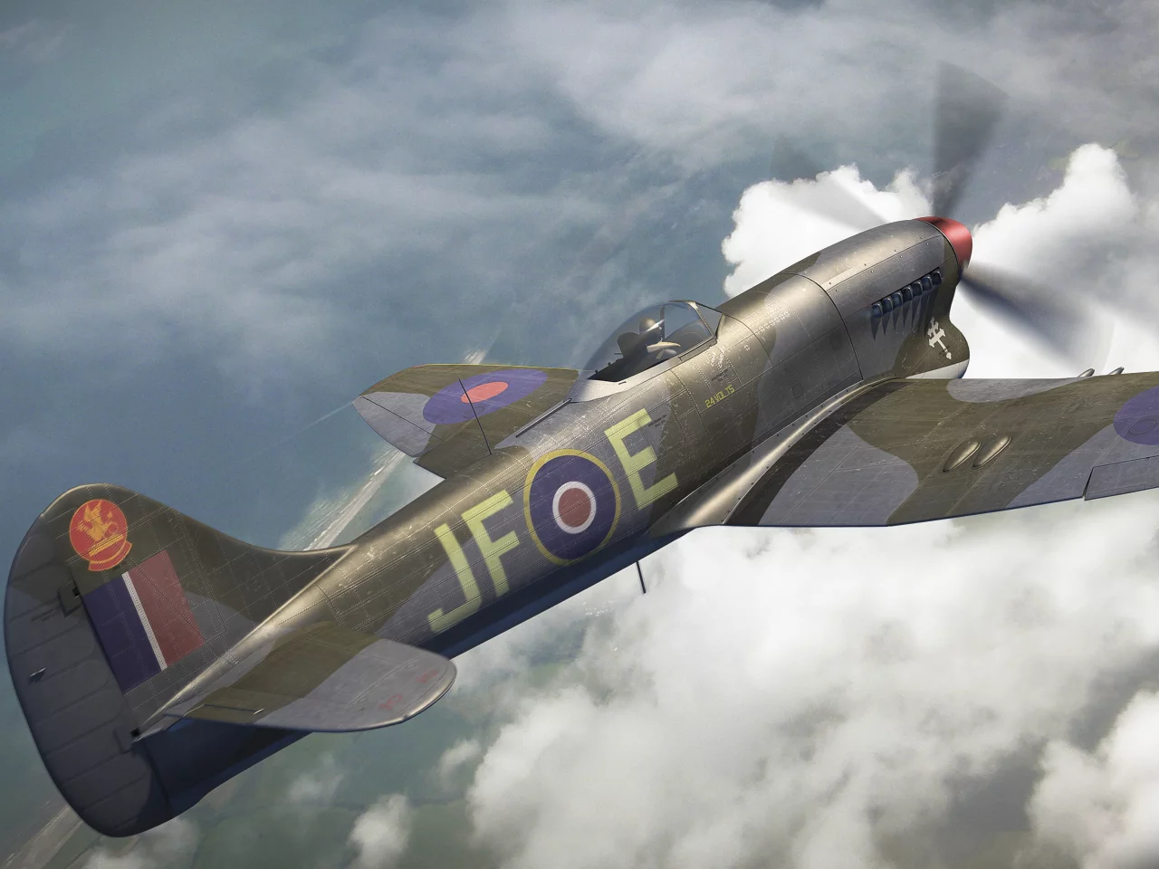 небо, hawker tempest, арт, самолёты, хоукер темпест
