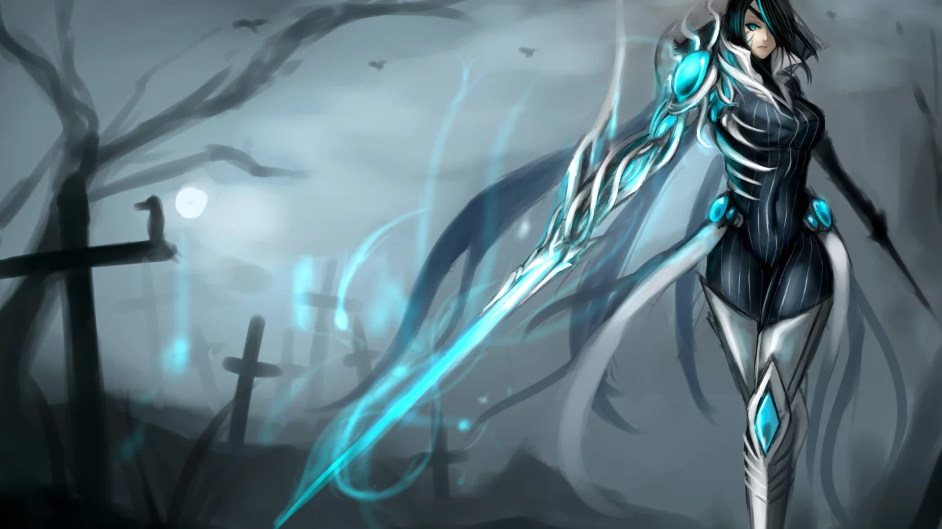 kumiko, fiora, взгляд, повязка на глаз, оружие, art, девушка