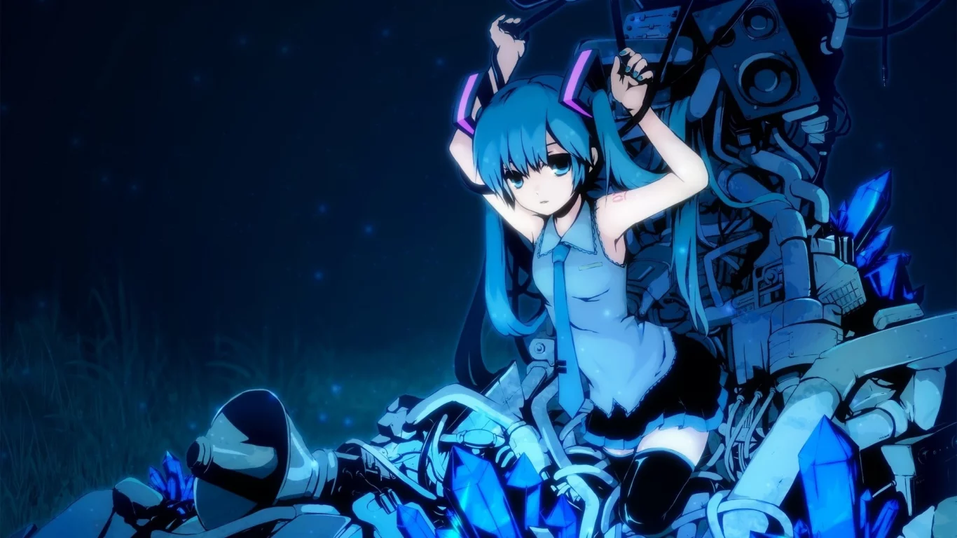 вокалоид, hatsune miku, tomsan, vocaloid, девочка, колонки, арт