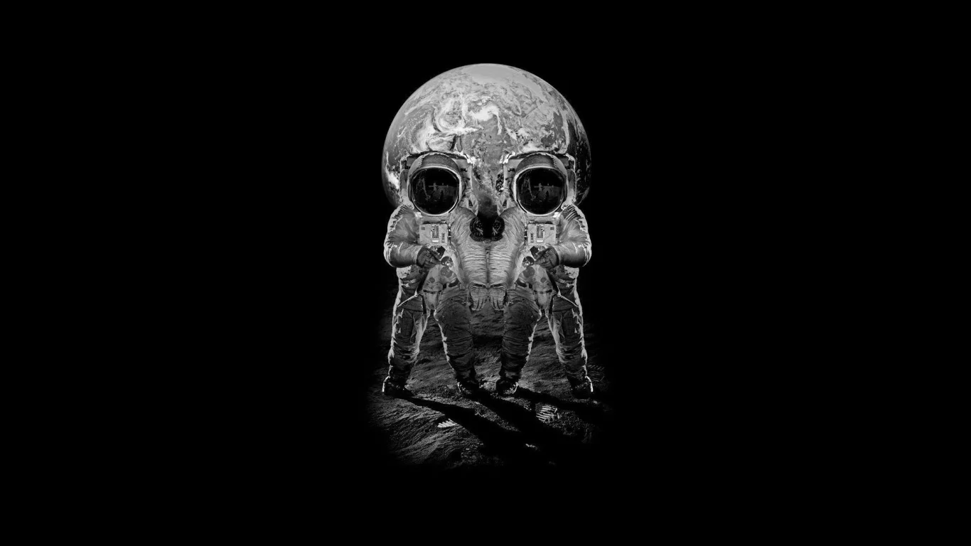 череп, космонавты, земля, skull, луна, астронавты, earth, moon