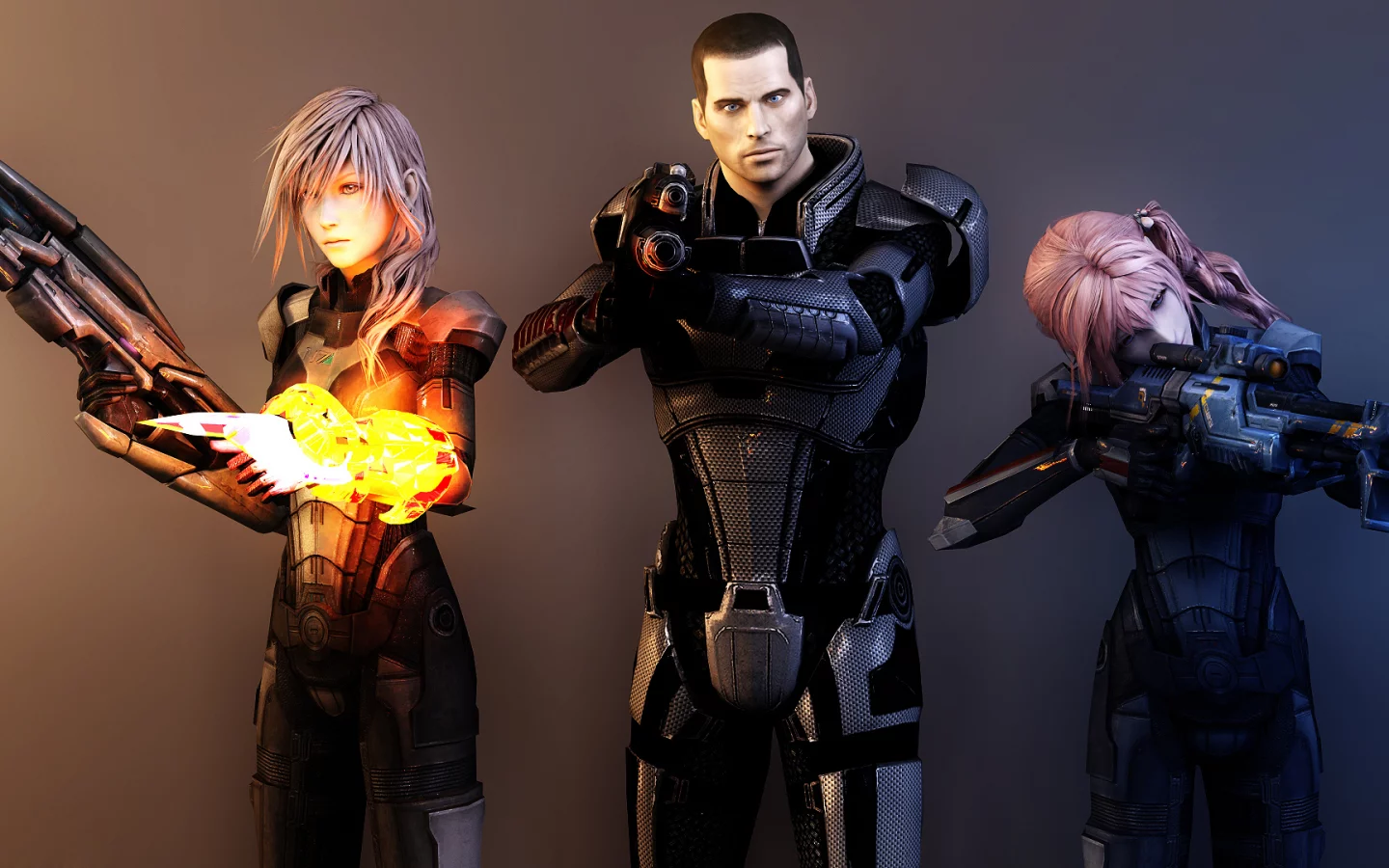 капитан, девушки, lightning , final fantasy, шепард, арт, mass effect