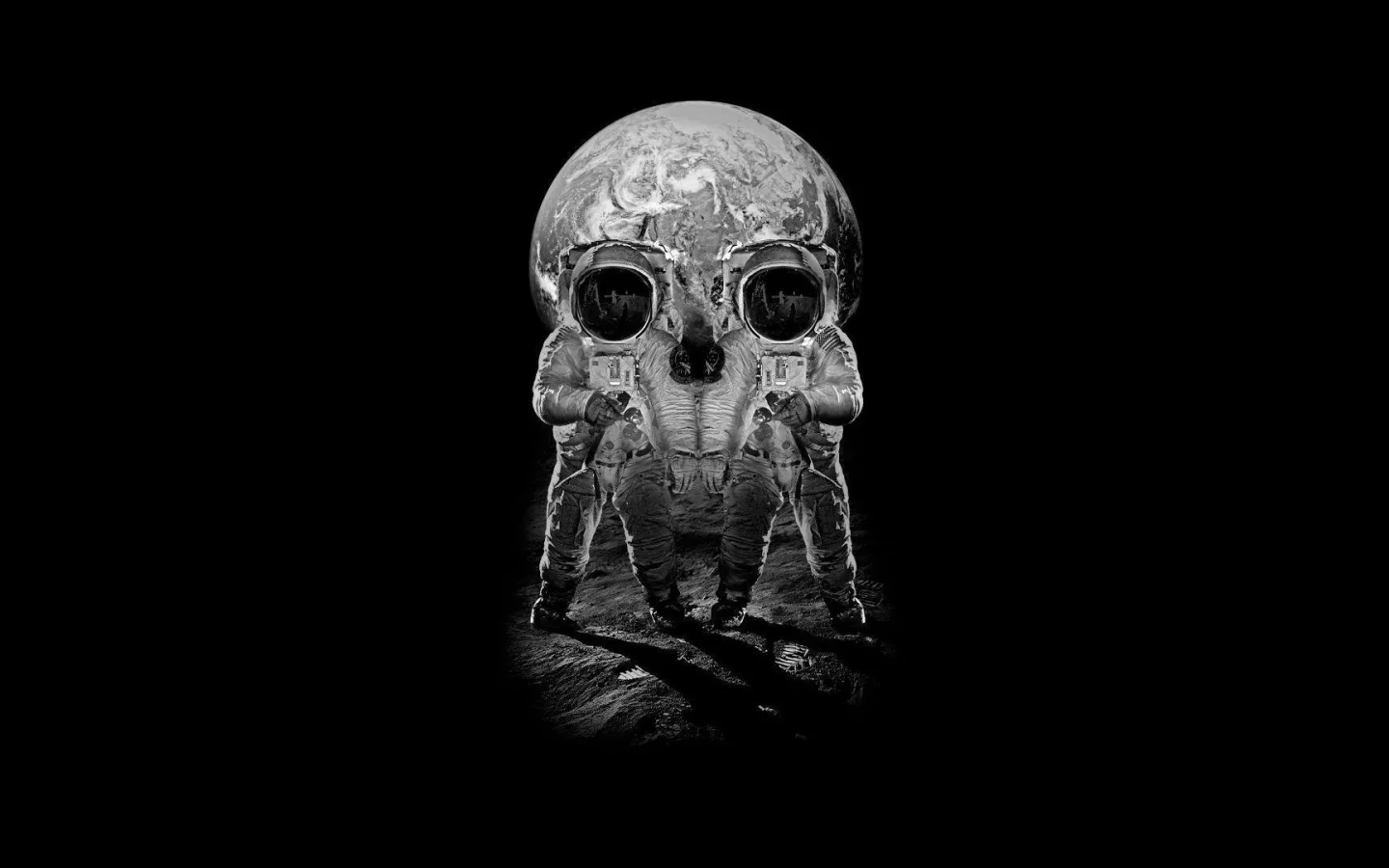 череп, космонавты, земля, skull, луна, астронавты, earth, moon