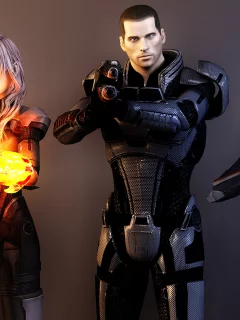 капитан, девушки, lightning , final fantasy, шепард, арт, mass effect