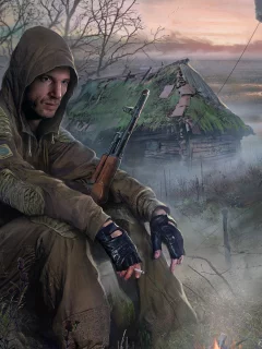 дом, украина, мужик, припять, калаш, stalker, сталкер