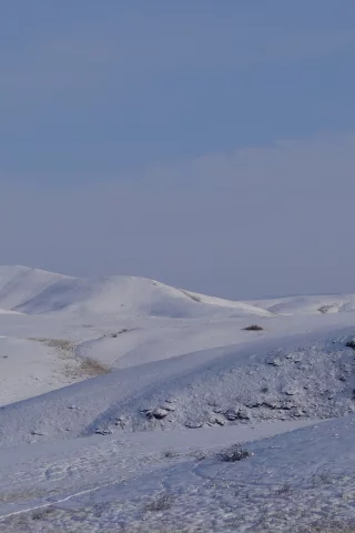 зимний пейзаж, сопки, тува, снег, тропинка