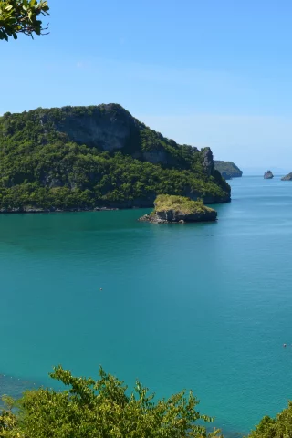 тайланд, океан, горы, thailand, деревья, катер, море