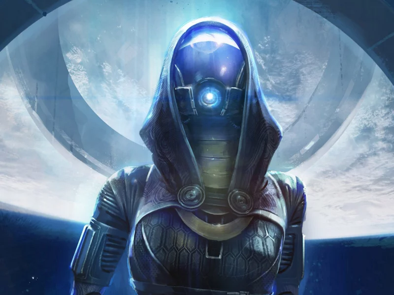 девушка, mass effect, арт, шлем, свет, tali 