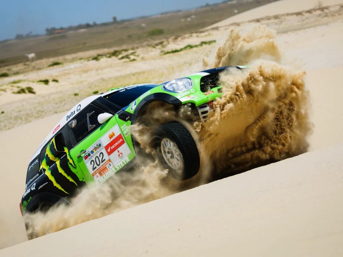 mini cooper, dakar, rally, мини купер, x-raid, песок, зеленый, mini