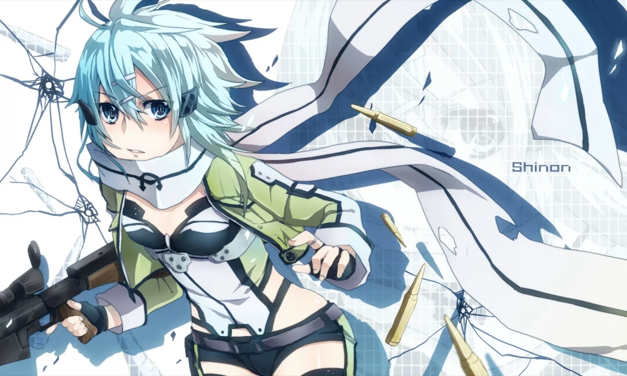 sao, мастера меча онлайн, sword art online, gun gale online, gun, shinon, ggo