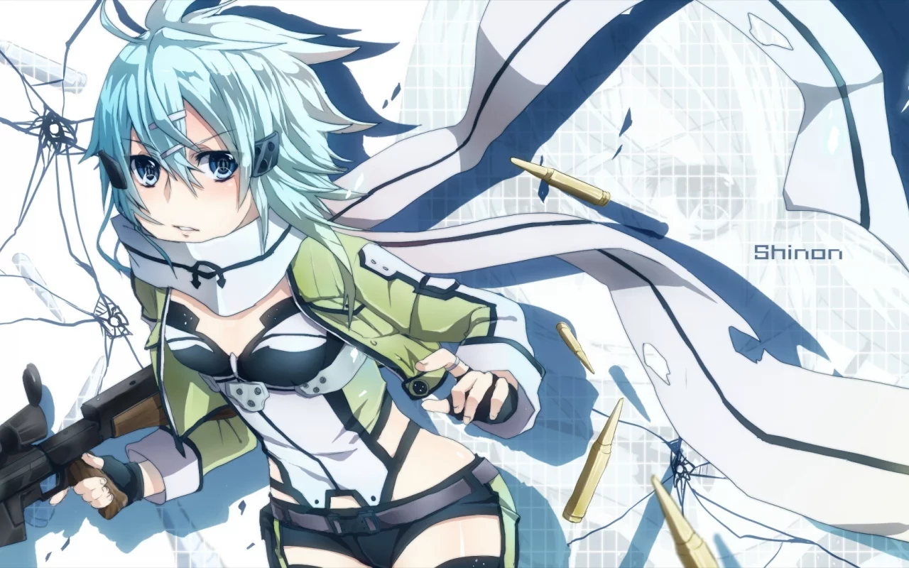 sao, мастера меча онлайн, sword art online, gun gale online, gun, shinon, ggo