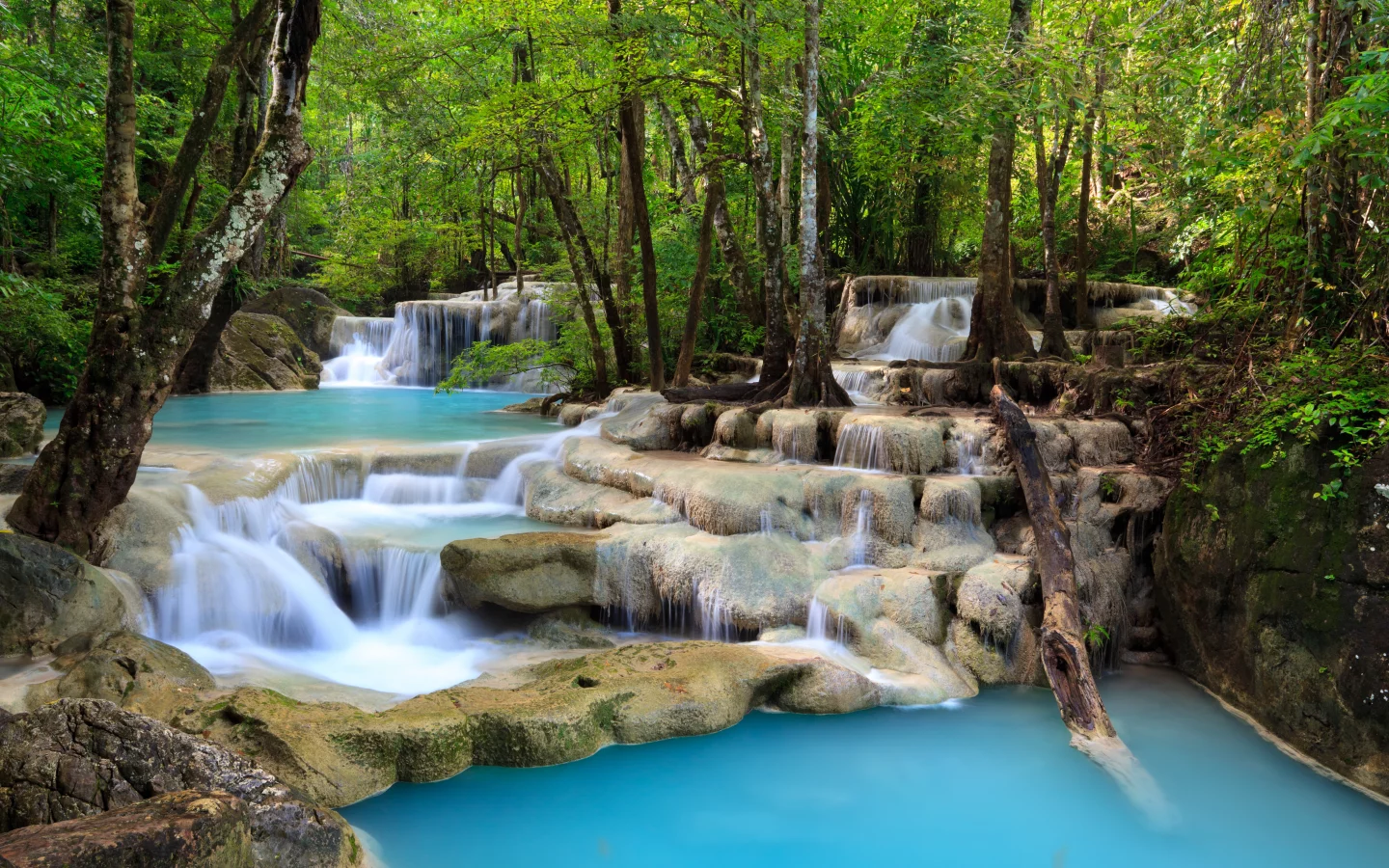 nature, , sky, sea, waterfall, leaves, beautiful, trees, deep forest, landscape, lake, clouds