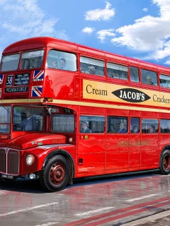 london bus, рисунок, двухэтажный, michal reinis, красный, aec routemaster