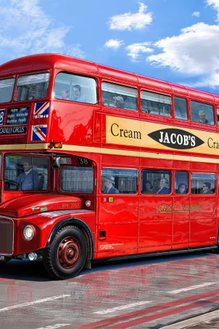 london bus, рисунок, двухэтажный, michal reinis, красный, aec routemaster