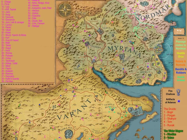 Готика, карта, Миртана, Варант, Нордмар