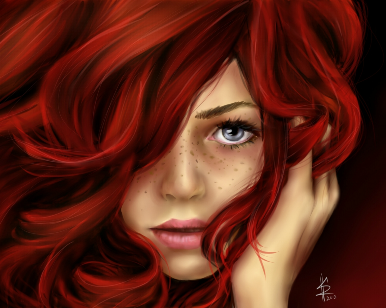 Портрет девушка с красными волосами