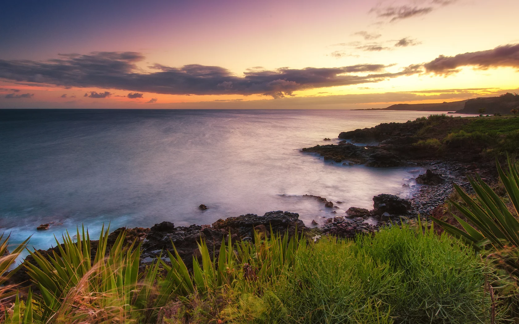 закат, океан, побережье, природа, гавайи, hawaii