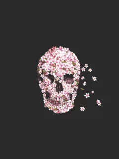 skull, череп, flower, цветы