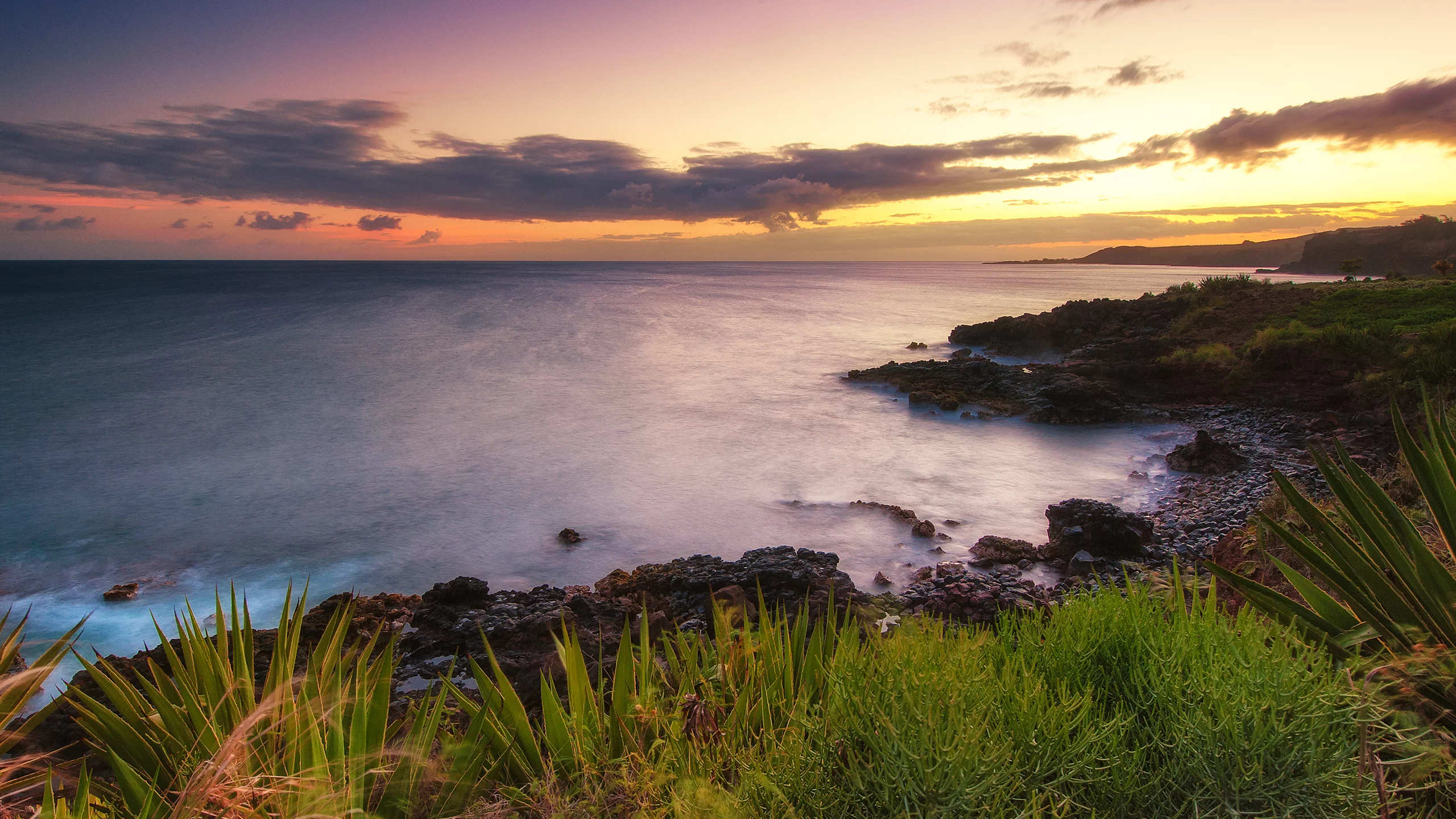 закат, океан, побережье, природа, гавайи, hawaii