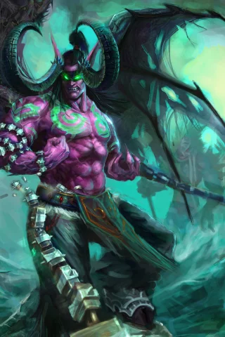 illidan, wow, цепи, stormrage, крылья, демон, world of warcraft, рога