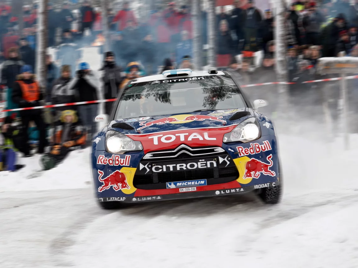 wrc, передок, ds3, размытие, фары, rally, citroen, люди, зима, снег
