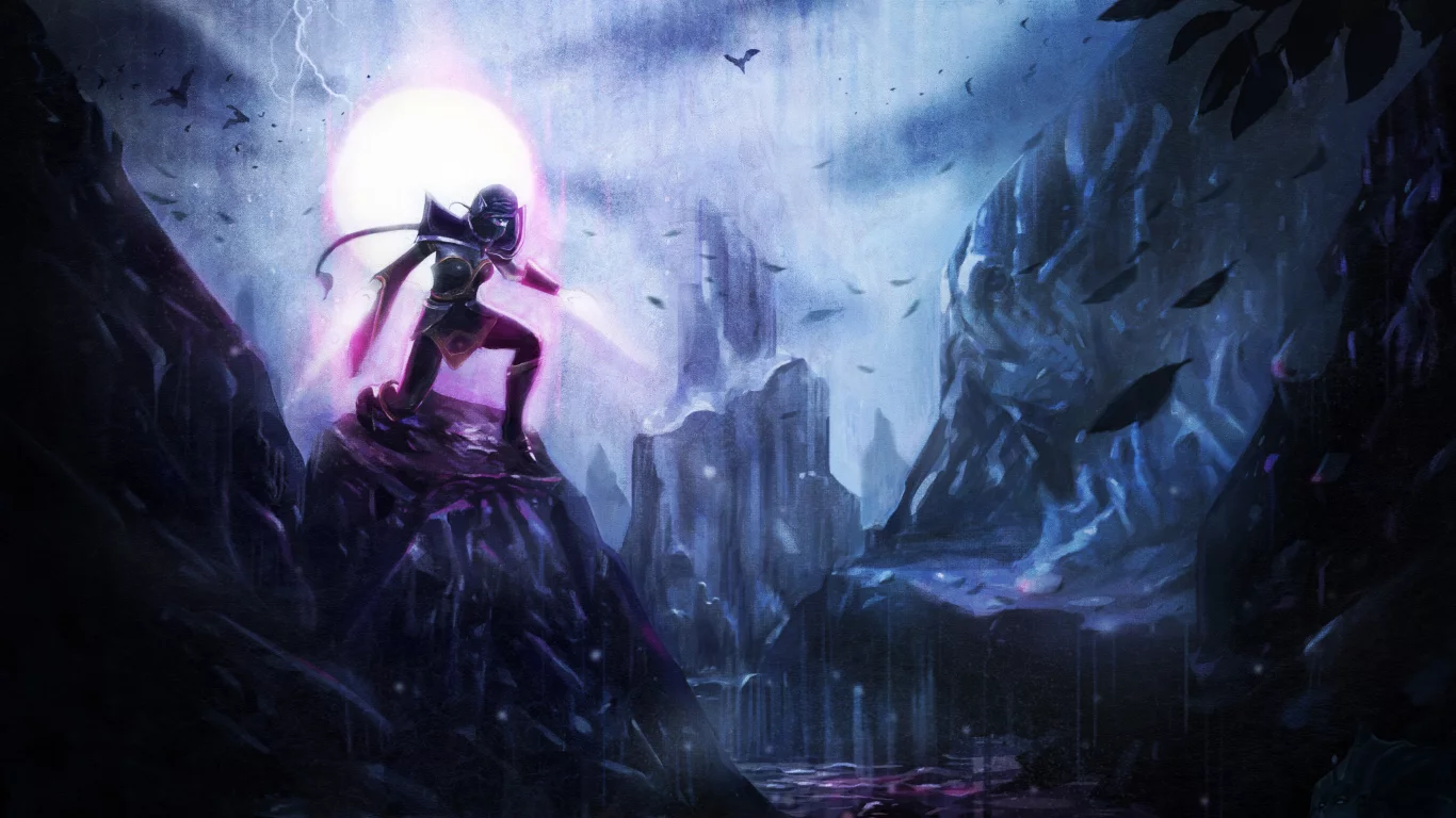 луна, dota 2, ночь, valve, templaer assassin, скалы