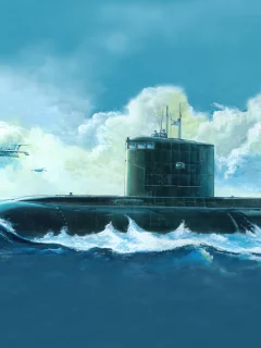 russian kilo class attack submarine, рисунок, арт