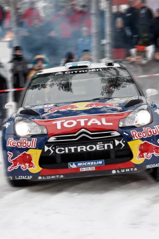 wrc, передок, ds3, размытие, фары, rally, citroen, люди, зима, снег