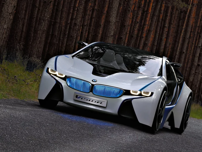 BMW, лес, дорога
