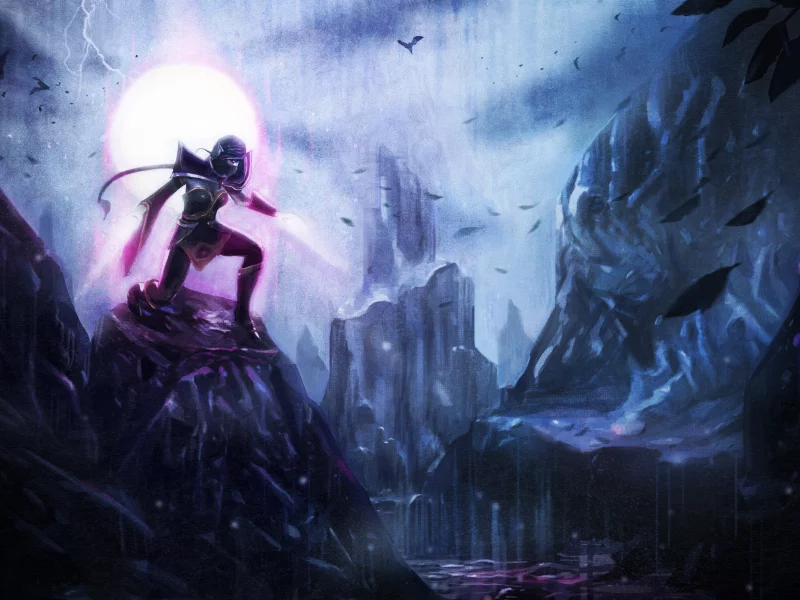 луна, dota 2, ночь, valve, templaer assassin, скалы