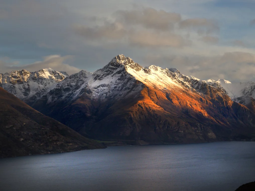 снег, зима, walter peak, new zealand, горы, озеро, queenstown