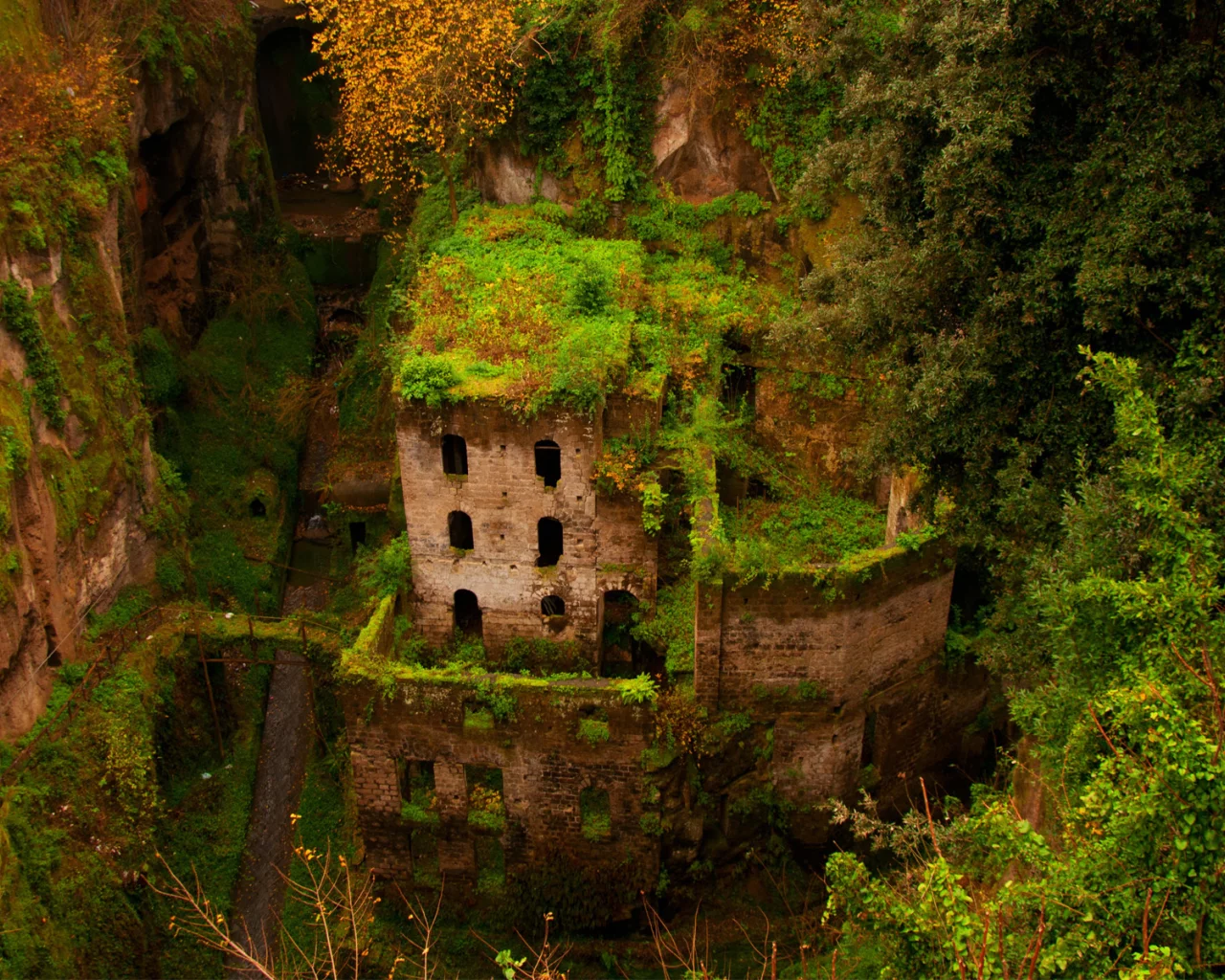 дом, заброшенность, руины, зелень, здание, ущелье, sorrento
