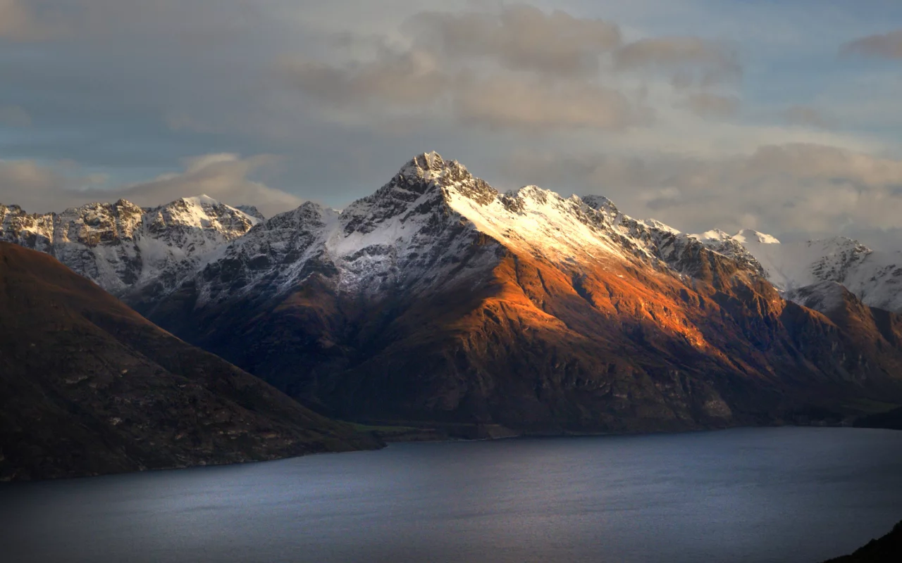 снег, зима, walter peak, new zealand, горы, озеро, queenstown