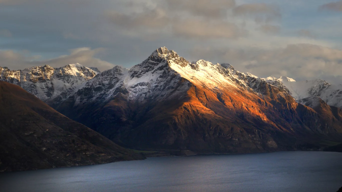 снег, зима, walter peak, new zealand, горы, озеро, queenstown