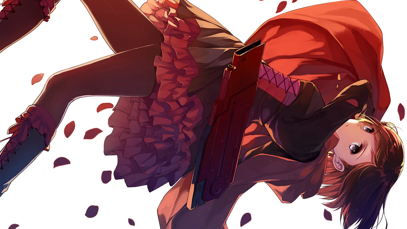 белый фон, ruby rose, арт, rwby, caidychen, upscale, аниме, девушка
