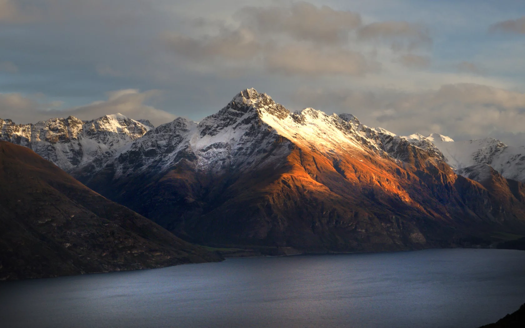 снег, зима, walter peak, new zealand, горы, озеро, queenstown