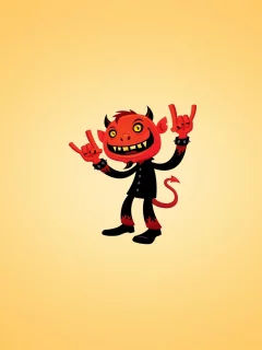 рога, heavy metal, красный, хвост, минимализм, улыбка, red devil