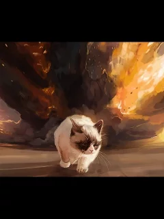 grumpy cat, походка, фон, угрюмый кот, тард, взрыв