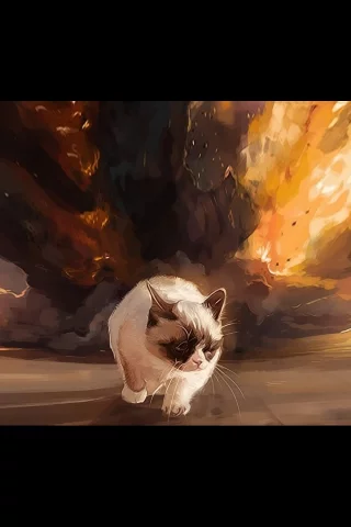 grumpy cat, походка, фон, угрюмый кот, тард, взрыв
