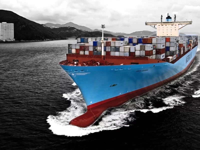 судно, контейнеровоз, море, maersk, вода, edith, бак