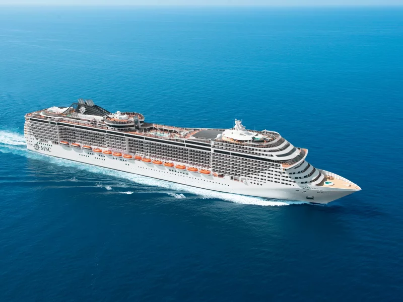 лайнер, на ходу, msc, fantasia, вода, день, море, судно, белый